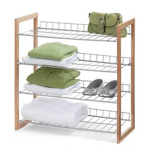lot 3394 image: Honey Can Do 4-Shelf Steel Storage Shelving Unit, Natural
