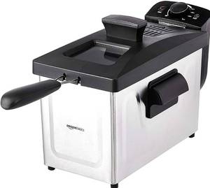 lot 3438 image: AMAZON BASIC STAINLESS STEEL 3 LITER ELECTRIC DEEP FRYER