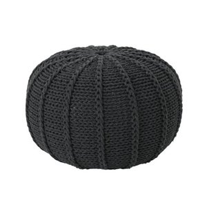 lot 3612 image: Agatha Knitted Cotton Pouf, Dark Grey