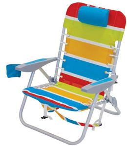lot 3540 image: Rio Brandsbackpack Lace-up Suspension Folding Beach Chair, Bright Stripe
