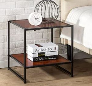 lot 3610 image: zinus dane modern studio collection 20 inch deluxe side  end table  coffee table  night stand with metal storage basket