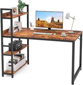 lot 48703 image: CubiCubi Computer Desk 47 inch with Storage Shelves Study Writing Table for Home Office,Modern Simple Style, Rustic Brown