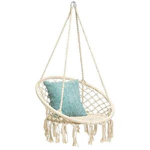 lot 48708 image: Mertonzo Hammock Swing Chair for 2-16 Years Old Kids,Handmade Knitted Macrame Hanging Swing Chair for Indoor,Bedroom,Yard,Garden- 230 Pound Capacity