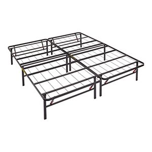 lot 48714 image: Amazon Basics Foldable, 14 Black Metal Platform Bed Frame with Tool-Free Assembly, No Box Spring Needed - Full