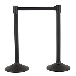 lot 48738 image: US Weight - U2000 Sentry Stanchion with 6.5 Foot Retractable Belt �� Easy Connect Assembly (2-Pack), Black
