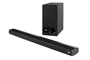 lot 48743 image: Polk Audio Signa S2 Ultra-Slim TV Sound Bar  Works with 4K & HD TVs  Wireless Subwoofer  Includes HDMI & Optical Cables  Bluetooth Enabled, Black