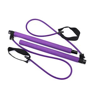 lot 48753 image: Greymond Portable Pilates Bar Kit Yoga Pilates Stick Muscle Toning Bar with Resistance Band, Home Gym Pilates Yoga Exercise Bar with Foot Loop for Total Body Workout (Purple)