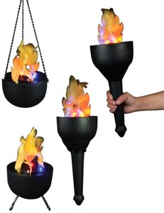 lot 48762 image: Fortune Products FLM-101 4-in-1 Battery Flame, 6 Diameter, 4 38 Height, 6 Flame, Black Bowl with Blue and Orange LEDs