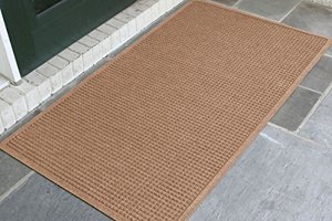 lot 48763 image: WaterHog Fashion Mat  Commercial-Grade Entrance Mat with Fabric Border �� IndoorOutdoor, Quick Drying, Stain Resistant Door Mat (Medium Brown, 3 x 5)