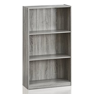 lot 48766 image: Furinno Basic 3-Tier Bookcase Storage Shelves, French Oak Grey