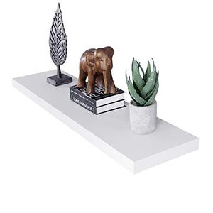 lot 48798 image: WELLAND 12 Deep White Floating Shelves, Floating Shelf Wall Shelf Display Floating Shelf, 47.24 L x 11.81 D x 2 T, Deeper Than Others, White
