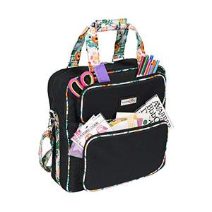 lot 48811 image: Everything Mary Deluxe Black & Floral Scrapbook Carrying Storage Tote - Compatible with Standard IRIS Boxes �� Portable Travel Craft Bag with Handle & Shoulder Strap for Pages, Paper