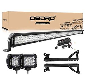 lot 48817 image: OEDRO LED Light Bar 52 Inch 758W 66430LM Tri-Row Combo Beam2PC 4 27W Tri-Row Combo Beam Off Road Driving Light Pod  Wiring Harness  Upper Roof Windshield Mounting Bracket Fit for Jeep JK Wrangler