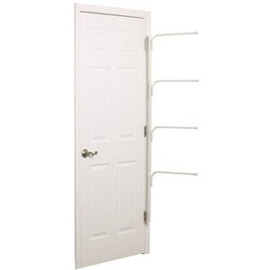 lot 48832 image: Household Essentials H12001 Hinge It Clutterbuster Four Bar Hanging Valet  Behind the Door Clothing and Towel Rack  White