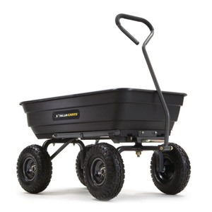 lot 37025 image: Gorilla Carts Garden Dump Cart with Steel Frame and 10-in. Pneumatic Tires, 600-Pound Capacity, Black - Retails for $208.00