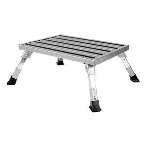 lot 37026 image: Camco Adjustable Height Aluminum Platform Step- Supports Up to 1,000lbs, Includes Non-Slip Rubber Feet, Durable Construction, Easy Storage and Transport - Retails for $58.12