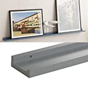 lot 37043 image: Wallniture Denver 46 Inch Long Wall Shelf for Picture Frames, Narrow Picture Ledge Shelf, Gray - Retails for $39.99