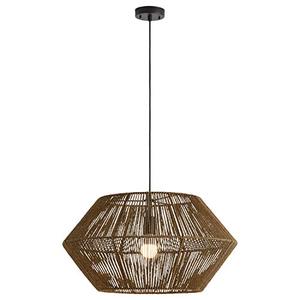 lot 37045 image: Rivet Rustic Natural Material Construction Pendant Light with Bulb, 60H, Brown - Retails for $145.00