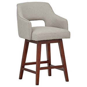 lot 37074 image: Rivet Malida Mid-Century Modern Open Back Swivel Kitchen Counter Height Stool, 37H, Felt Grey - Retails for $247.00
