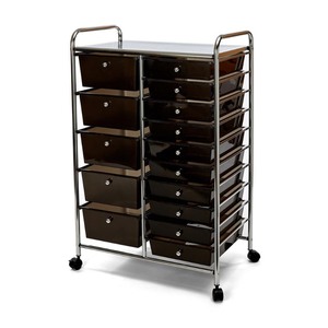 lot 37077 image: Seville Classics 15-Drawer Organizer Cart in Black - Retails for $99.99