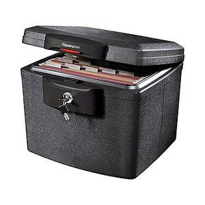 lot 37080 image: SentrySafe HD4100 Fire-Resistant Box Safe and Waterproof Box Safe with Key Lock 0.65 Cu. Ft. - Retails for $68.00