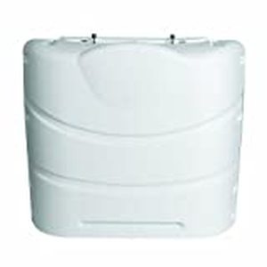 lot 37081 image: Camco 40559 Heavy-Duty 20lb or 30lb Dual Propane Tank Cover (Polar White) - Retails for $40.92