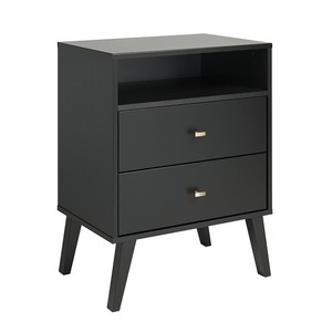 lot 37088 image: Prepac Milo 2 Drawer Tall Nightstand with Open Shelf - Retails for $120.15