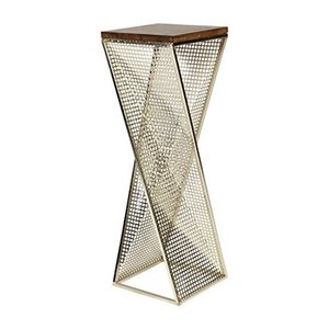 lot 37091 image: Kate and Laurel Elita Walnut Wood and Metal Pedestal End Table, 10 x 10 x 30, Chic Accent Table for Display and Serving - Retails for $113.04