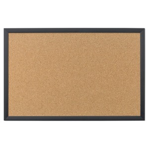 lot 37100 image: U Brands Cork Bulletin Board, 36 x 24 Inches, Black MDF Frame - Retails $32.45