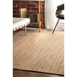 lot 37106 image: nuLOOM Rigo Hand Woven Farmhouse Jute Area Rug, 5 x 8, Natural - Retails for $96.99