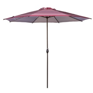 lot 37172 image: Abba Patio 11 ft. Aluminum Market Push Tilt and Crank Patio Umbrella in Red Stripe - Retails for $139.00