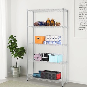 lot 37093 image: 5 Tier Wire Shelving Unit 72x36x14Storage Shelves Metal Wire Shelf Storage Rack Adjustable Commercial Organizer Heavy Duty Layer Unit for Restaurant Garage Pantry Kitchen Office (Chrome) - $74.99