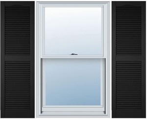 lot 37103 image: 12W x 48H Builders Edge Shutters - Black, Retails for $40.44