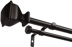 lot 37123 image: Exclusive Home Curtains Napoleon Double Curtain Rod and Finial Set, 66-120, Matte Bronze - Retails for $49.99