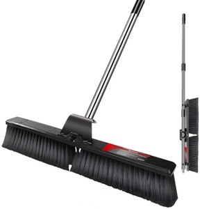 lot 37163 image: 24 Push Broom Wide Outdoor Stiff Sweeping Broom with Stiff Bristles Heavy Duty Garden Yard Patio Broom Sweeper for Floors Surfaces Scrub and Cleaning - Retails for $36.99