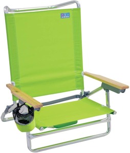 lot 37014 image: Rio Beach Classic 5 Position Lay Flat Folding Beach Chair - Lime - Retails for $79.90