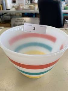 lot 2 image: Vintage Fire King Striped Grease Bowl