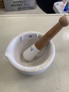 lot 15 image: Vintage Clay Mortar and Pestle