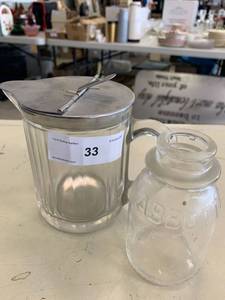 lot 33 image: Abbots Glass Jar &amp Bloomfield Sugar Jar