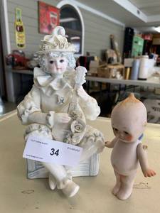 lot 34 image: Porcelain Yamada Music Box & Porcelain Shackman Baby