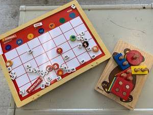 lot 67 image: Magnetic Board Calendar and Bear Block Builder