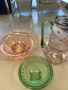 lot 78 image: Vintage Ornate Pitcher and Vintage Bowls