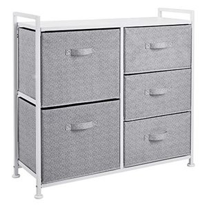 lot 11742 image: Basics Fabric 5-Drawer Storage Organizer Unit for Closet, White