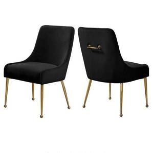 lot 11748 image: Meridian Furniture Owen 19.5H Velvet Dining Chair in Black (Set of 2)