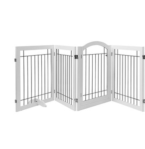 lot 11749 image: Pawland 30 Freestanding Wire Dog Gate With Door, White, 4 Panels