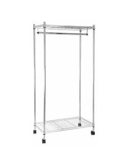 lot 11776 image: Amazon Basics Garment Hanging Rolling Rack with Top and Bottom Shelves