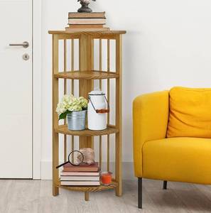 lot 11785 image: Casual Home 4-Shelf Corner Folding Bookcase, Natural - Dimensions 38.75 inches high x 12.5 inches wide x 12.5 inches deep