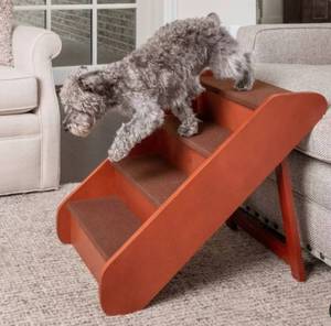lot 11790 image: PetSafe Cozy-Up Folding Wood Pet Steps - Cherry - 24 Inches (L), 20 Inches (H) x 16 Inches (W)