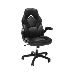 lot 11815 image: OFM Essentials Collection Racing Style Bonded Leather Gaming Chair, in Black (ESS-3085-BLK)