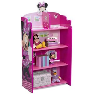 lot 11838 image: Disney Minnie Mouse Wooden Playhouse 4-Shelf Bookcase for Kids by Delta Children